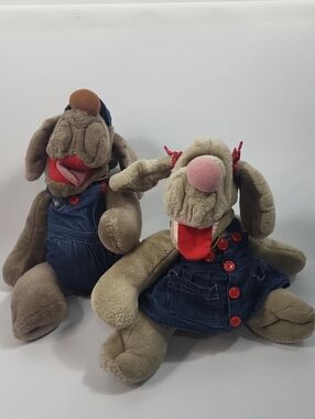 Vintage 1981 Ganz Gabby And Buddy Wrinkle Dog puppet Plush